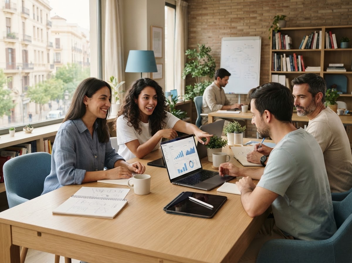 Nodañvero equipo analizando tendencias de mercado en un entorno de oficina